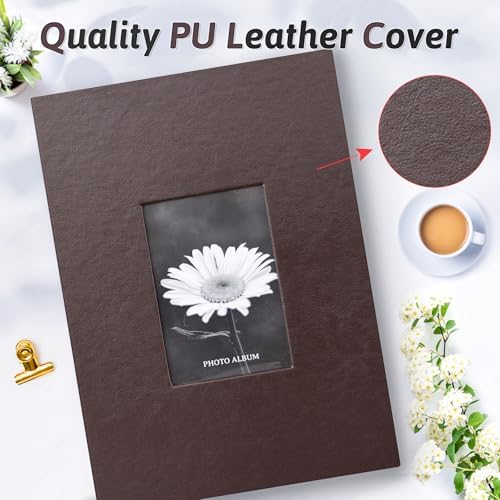 Popotop Photo Album 4x6 300 Photos with Writing Space, Leather Cover Album with Display Picture Window, Photo Book for Wedding Family Baby Gift - Image 2