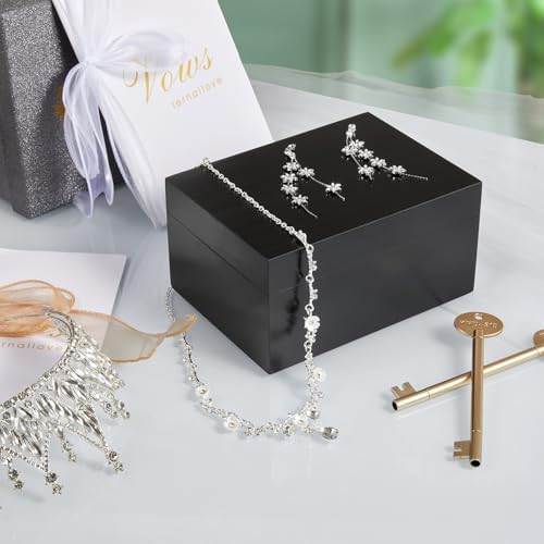 DRASTAR Small Keepsake Box, Black Wood Memory Box with Hinged Lids, Wooden Jewelry Storage Box,3x5, 4x6 Decorative Card Box, Bridal Shower Gifts - Image 6