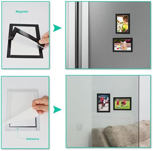 CRUGLA 4x6 Magnetic Picture Frames for Refrigerator 12 Packs, Modified Magnetic Sheet with Self Adhesive Backing, Black 4 by 6 Photo Frame Set for Locker Glass Window Door Cubicle - Image 3
