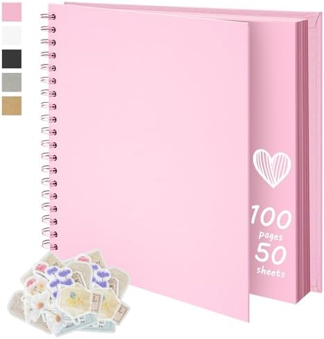 DIY Scrapbook Photo Album,100 Pages,10x10 Inch,Pink by Remowith