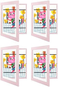 4 Pack 10x12.5 Front-Opening Kids Artwork Frames Changeable (Light Pink) by GoldenStateArt