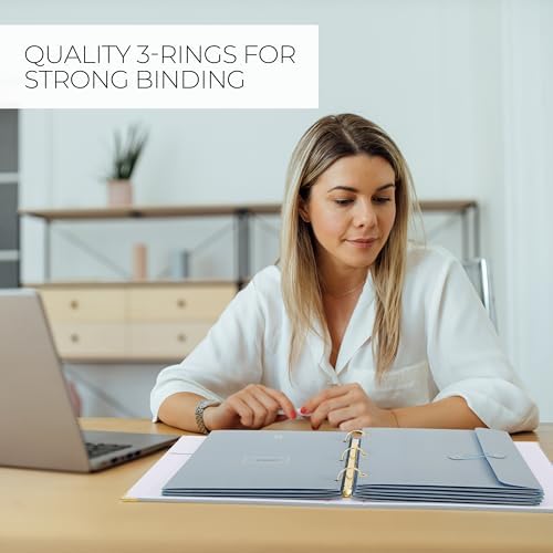 Important Document Organizer Set with Folders - Complete Linen Ring Binder - Image 6
