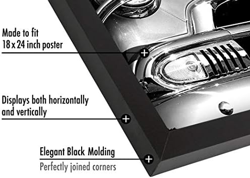 Americanflat 18x24 Poster Frame - Black Engineered Wood with Polished Plexiglass - Wide Picture Frame for Vertical or Horizontal Wall Display - Epic Collection - Black - Image 3