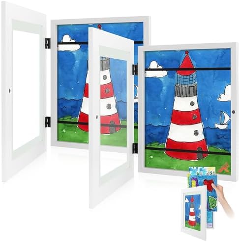 2 Pack 8.5x11 Front-Opening Kids Artwork Frames Changeable (White) by GoldenStateArt