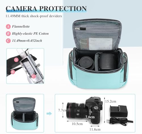 G-raphy Camera Bag Case Compact Lightweight Shoulder Crossbody Sling Photography Bags for Nikon Canon Sony DSLR SLR Mirrorless with Removal Straps Mint - Image 4