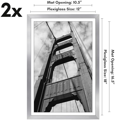 Americanflat 12x18 Poster Frame 2-Pack - Matted to 11x17 - Silver - Image 2