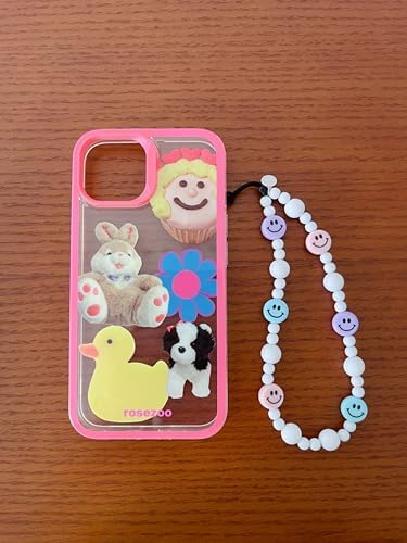 Drawwind Phone Charm Beaded Wristlet Strap Universal Cell Phone Lanyard Cute Bracelet Wrist Strap Beaded Chain String Handmade Accessories for Case Camera Bags (Smiley Face) - Image 3