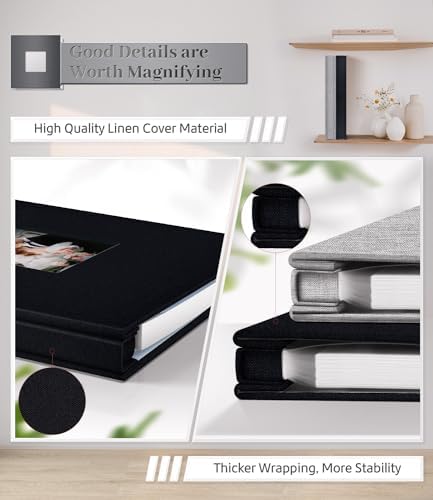 Artfeel Photo Album Self Adhesive Scrapbook Album for 3x5 4x6 5x7 8x10 Pictures,60 Pages Linen Cover with Display Window DIY Photo Book,Ideal Gifts for Family Travel Wedding Baby - Image 5