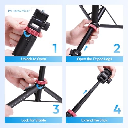 ULANZI MT-71 Tripod Selfie Stick & Vlog Handle with Magnetic Quick Release&1/4'' Screw, 59in Extendable Lightweight Tripod Stand (7-Section) for DJI Pocket 3/Insta360 X5 X4 X3 Series - Image 5