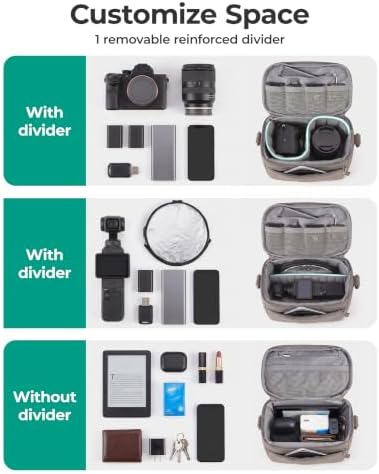 BAGSMART 2 in 1 Quilted Camera Sling Bag for Mirrorless Camera, Black - Image 5