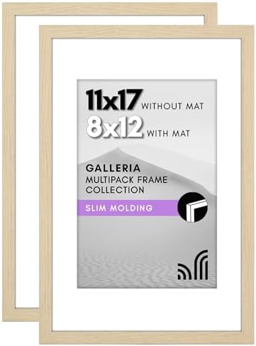 Americanflat 11x17 Picture Frame 2-Pack - Matted to 8x12 - Natural Oak by Americanflat