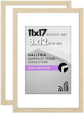 Americanflat 11x17 Picture Frame 2-Pack - Matted to 8x12 - Natural Oak by Americanflat