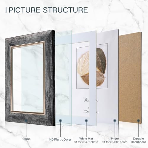 XUANLUO 8x10 Picture Frames Set of 4,Rustic Retro Photo Frame(Grey) - Image 3