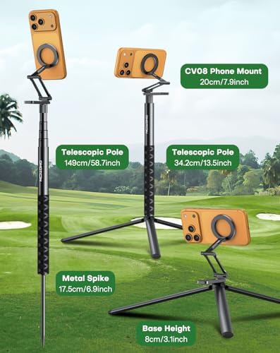 OMOTON CV08-B1 Golf Tripod & Monopod, 5-in-1 Golf Swing Recording Pro Kit - Image 5