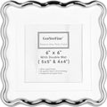 Silver 6x6'' Wave Design Picture Frame with Acid Free Double Mat for 4x4''& 5x5'',High-End Zinc Alloy Photo Frames with Velvet Back,Fashionable Style Silver frames 4x4'' for Tabletop or Wall Décor by GorYeeFine