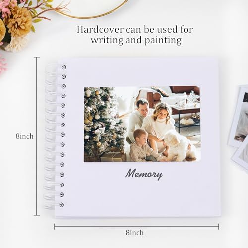 RECUTMS 8x8 Inch Scrapbook Album 60 Page Kraft Paper Baby Memory Book White - Image 2