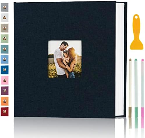 Photo Album Self Adhesive Pages Scrapbook, 13.2x12.8 Black 120 Pages by Aenbuslm