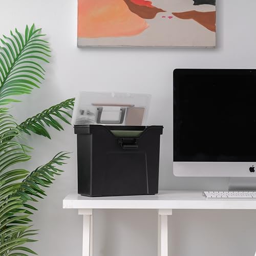 IRIS USA Slim Portable File Box Organizer with Lid, Letter Files, Black - Image 5