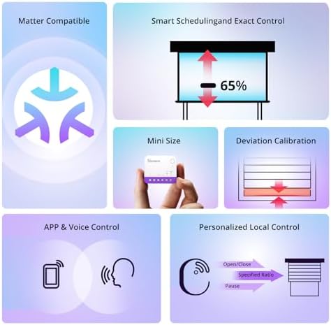 SONOFF Matter Smart Roller Shutter Switch, MINI-RBS, 2.4GHz Wi-Fi, Mini Size, Percentage Control, Alexa/Google Home/HomeKit/Home Assistant Support, Neutral Wire Required, 4-Pack - Image 2