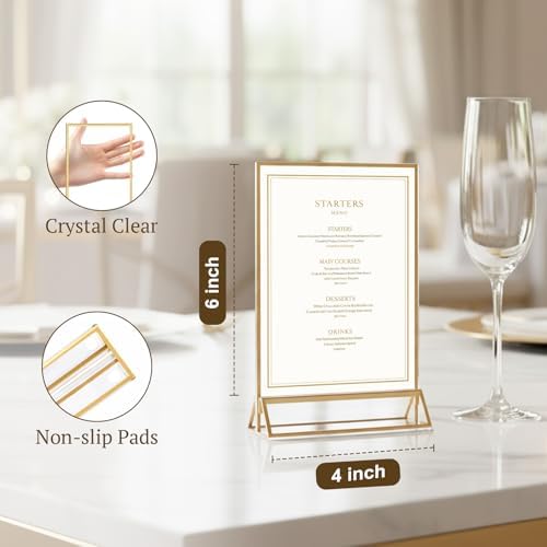 EHWINE 12 Pack Gold Acrylic Sign Holder 4x6 Double Sided Tabletop Stand - Image 4