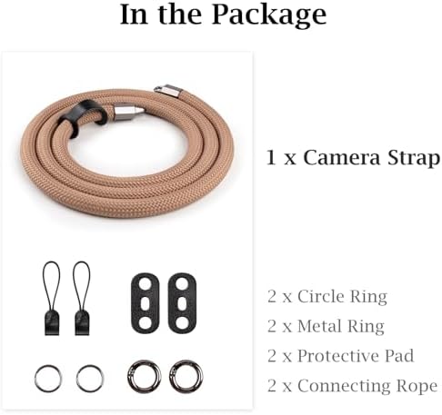 VOVMOEYA Nylon Braided Camera Rope Strap, Camera Neck Shoulder Strap with O-Ring for DSLR & Mirrorless Camera - Khaki - Image 7