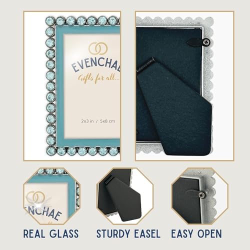2x3 Mini Picture Frame: Sky Blue Enamel + Blue Rhinestones - Image 5