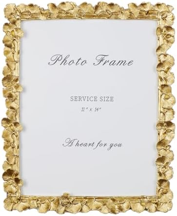 Cuspin 11x14 Picture Frame Gold Vintage Ornate Ginkgo Leaf Photo Frames - Image 2