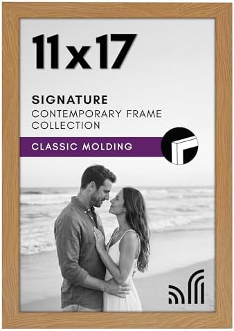 Americanflat 11x17 Picture Frame with Shatter-Resistant Glass - Signature Collection - Gallery-Style Frames Made of Engineered Wood - Photo Frame for Wall Display - Dark Oak by Americanflat
