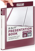 Dunwell Presentation Binder 24-Pocket, Displays 48 Pages, 8.5x11 Portfolio Binder with Plastic Sleeves, Storage and Organizer for Documents, Certificates, Projects, Photos (Ruby) by Dunwell
