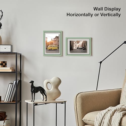Egofine 6x8 Floating Frames Set of 2, Double Plexiglass Picture Frame, Made of Solid Wood Display Any Size Photo up to 6x8, Wall Mount or Tabletop Standing, Green - Image 6