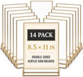14 Pack Acrylic Sign Holder 8.5x11 Gold Frames, Wedding Table Number Holders Double Sided Vertical Clear Display Stand, Picture Holders for Tables, Menus, Flyers, Party and Office Decor by DECOHOBO