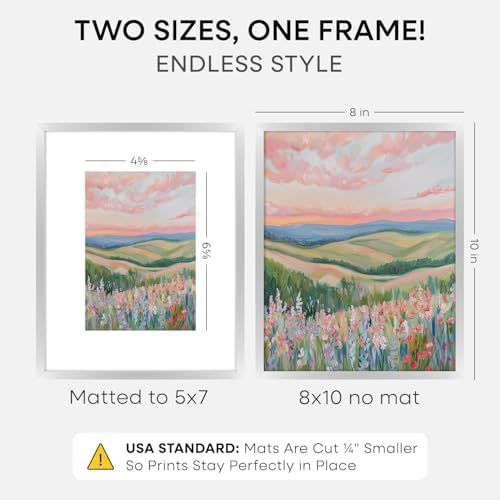 Homeforia 8x10 Silver Picture Frame, High-End Metal, 5x7 Mat, Glass - Image 2