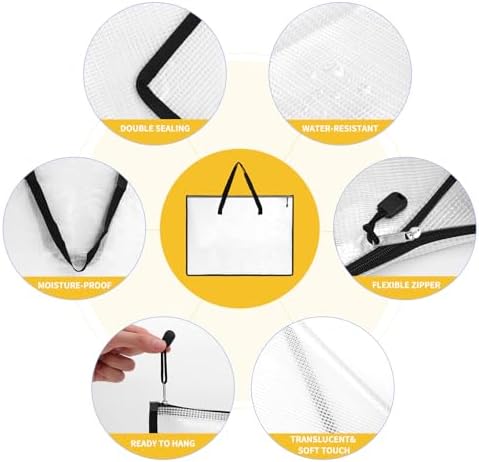 EOOUT 4pcs 18.5x24.8 Inches Art Portfolio Bags, Portfolio Folder for Artwork, Posters Storage Bag with Zipper and Handle Mesh Folder Organizers for Poster, Scrapbook, Keepsake and Bulletin Board - Image 3