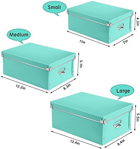SEEKIND Storage Bins with lids, Water-Proof Storage Box Sets with Handles,Multiple Sizes Foldable Plastic Storage Organizer for Clothes,Cosmetic,Photos(Cyan) … - Image 6