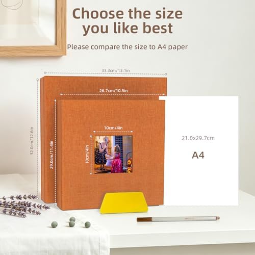 Popotop Photo Album Self Adhesive with Picture Display Window,40 Pages DIY Scrapbooking Supplies Kit for 4x6 10x12 Picture,Linen Cover Memory Book for Baby Wedding, with Scraper and Metallic Pen - Image 6