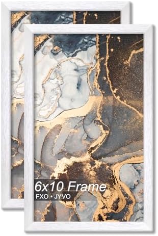 6x10 Picture Frame Set of 2 White Engineered Wood Tabletop/Wall Hanging by Fxojyvo
