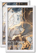 6x10 Picture Frame Set of 2 White Engineered Wood Tabletop/Wall Hanging by Fxojyvo