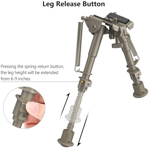 CVLIFE 6-9 Inches Bipod Adjustable Spring Return with Picatinny Adapter - Image 4