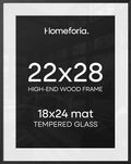 Homeforia 22x28 Black Oak Poster Frame, High-End Wood, 18x24 Mat, Glass by Homeforia