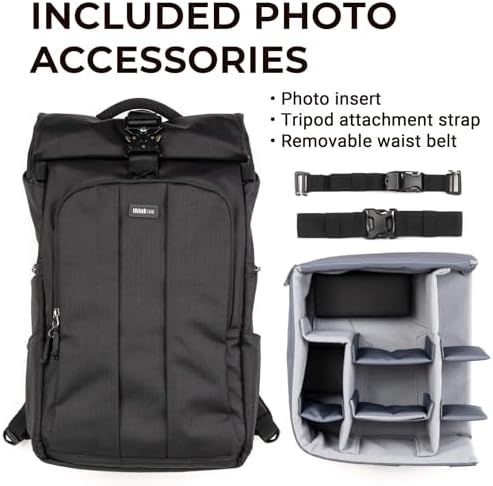 Think Tank FocusPoint 22L RollTop Camera Backpack - Greenway: Expandable Travel & Camera Backpack with Laptop Sleeve, Quick Side and Back Access, Rain Cover – Versatile Photography & Travel Bag - Image 4