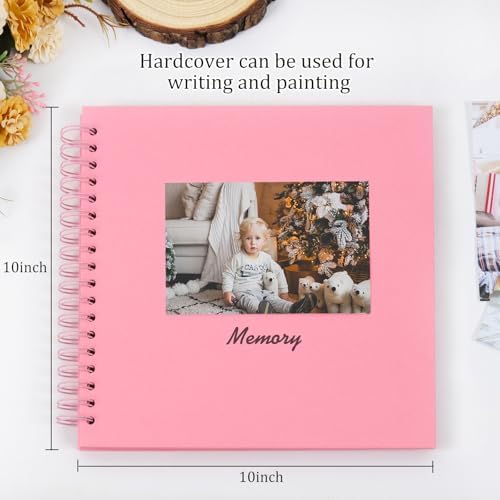RECUTMS 10x10 Inch Scrapbook Album 60 Page Kraft Paper DIY Memory Book Pink - Image 2