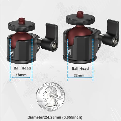 SIOTI Mini Ball Head Mount Adapter, with Hot Shoe Mont, Compatible with Monopod/Digital Card Camera/Microphone/Smart Phone/Action Camera/Flash/LCD (UM22) - Image 5