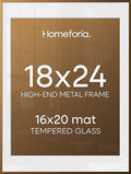 Homeforia 18x24 Bronze Poster Frame, High-End Metal, 16x20 Mat, Glass by Homeforia