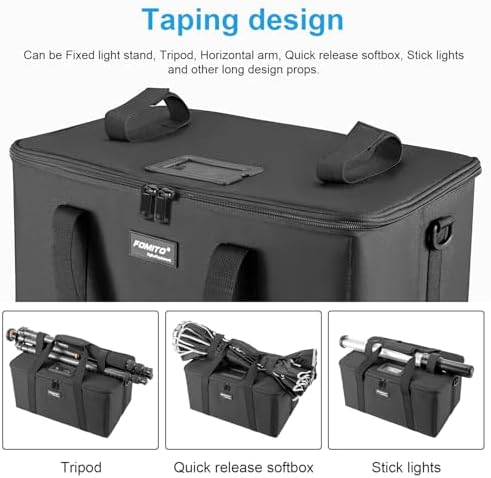FOMITO AB-20B Foldable Camera Bag for DSLR/Gimbal/Drone 13.78 * 8.27 * 8 inch Shockproof Case Foam Compartments & Carry Handle (Medium) - Image 3