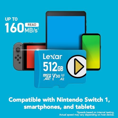 Lexar 512GB Play Blue Micro SD Card, 160MB/s Read, 4K, V30, UHS-I, A2 - Image 3