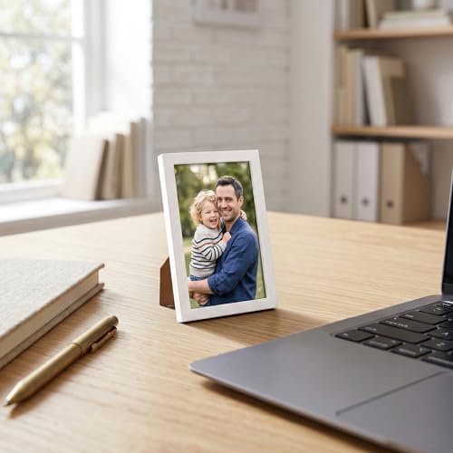 Americanflat 4x6 Picture Frame with Shatter-Resistant Glass - Streamline Collection - Thin Border Photo Frame for Tabletop and Wall Display - Hanging Hardware and Easel Stand Included - White - Image 6
