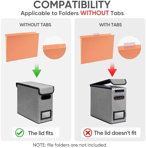 BALEINE File Organizer Box with Lid, Collapsible Hanging File Storage Box - Image 3
