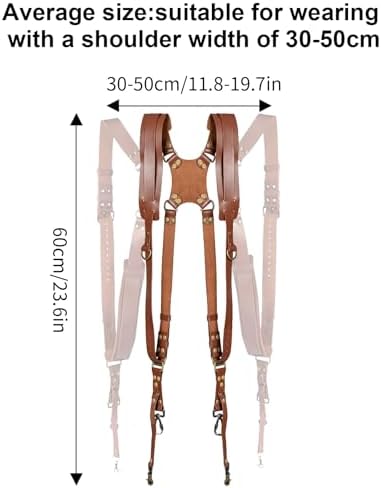 Camera Harness,Dual Camera Harness for Photographers,Leather Dual Camera Strap for Two DSLR/SLR Cameras,Adjustable - Image 2