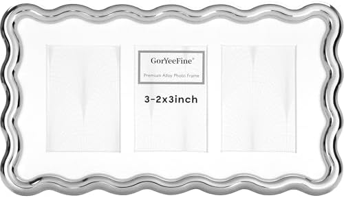 3-2x3'' Silver Heavy-Duty Zinc Alloy Picture Frames,Wave Design Silver Picture Frame Multi 3x2'' Photo Frame,with Black Premium Velvet Backing,for Desktop and Wall Hanging. by GorYeeFine