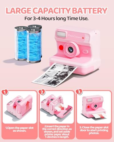 CalineGam Kids Instant Print Camera, 1080P HD Dual Lens with 32GB Card | 2.4" Screen Kids Camera with 3 Paper Rolls, 16X Zoom, Christmas Birthday Gifts for Girls and Boys Age 3-12 - Image 6
